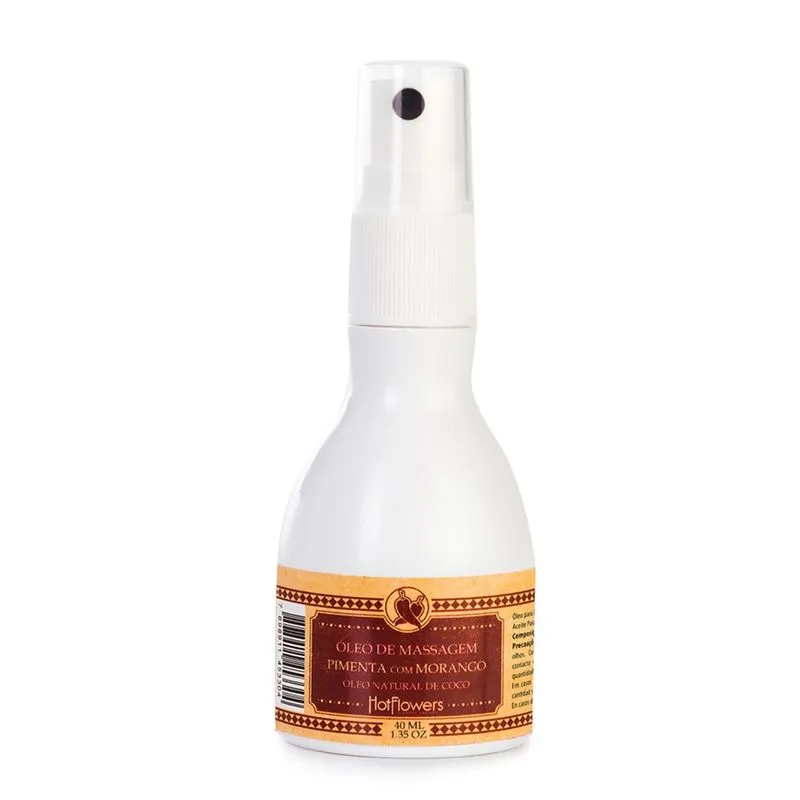 Óleo de Massagem Corporal Pimenta com Morango 40ml Hot Flowers