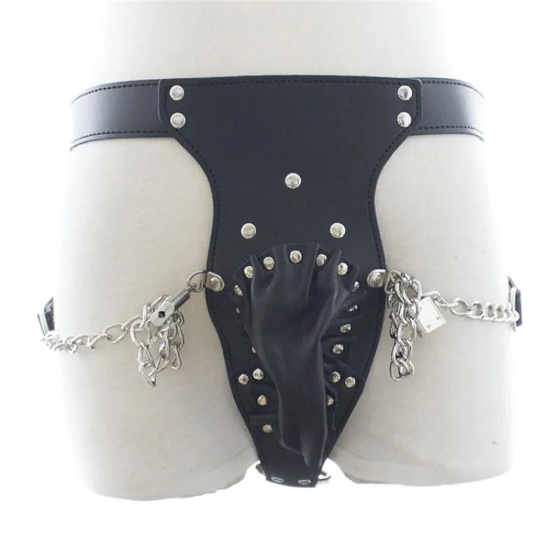 Cinto de Castidade Masculina em Couro Sintético com Cadeado Miss Collection