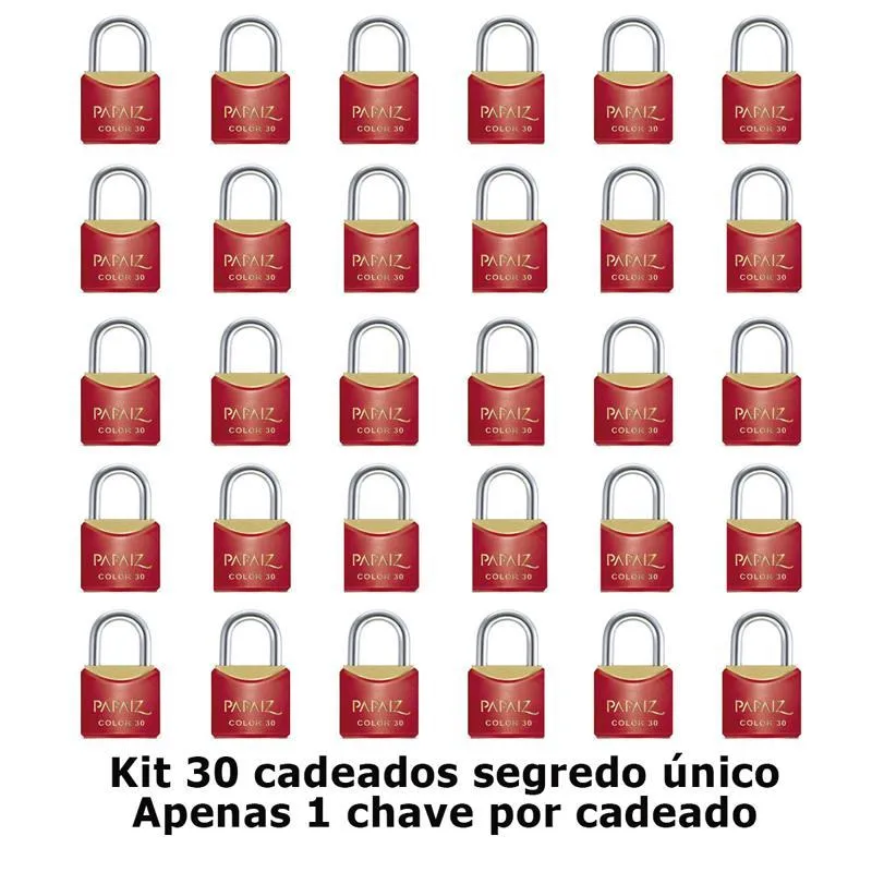 Kit Com 30 Cadeados Papaiz Cr30 Vermelho Ka1 36