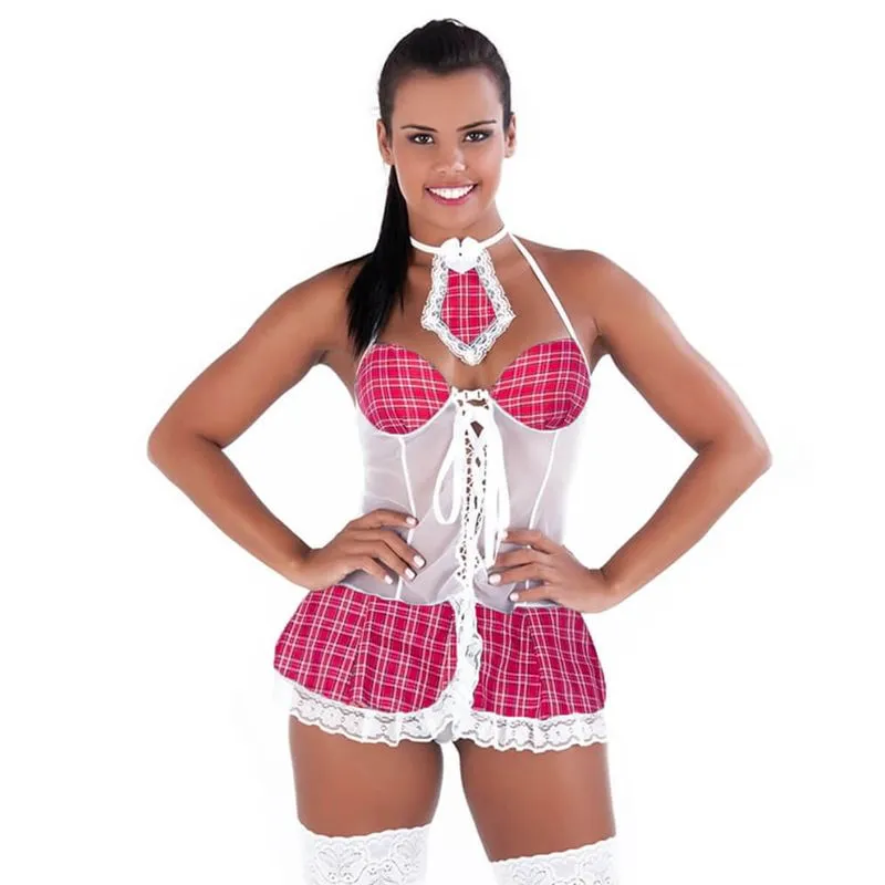 Kit Colegial Fantasia Feminina Sexy Amareto Kit Colegial Amareto