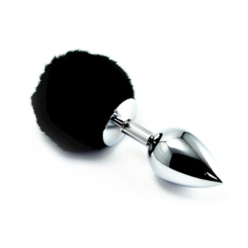 Plug Anal em Metal 10,7cm com Pompom Colorido Miss Collection