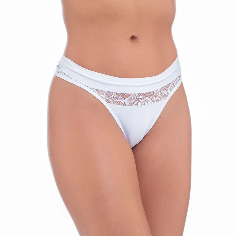 Calcinha em Microfibra e Renda Tanga com Laço Lia Lingerie