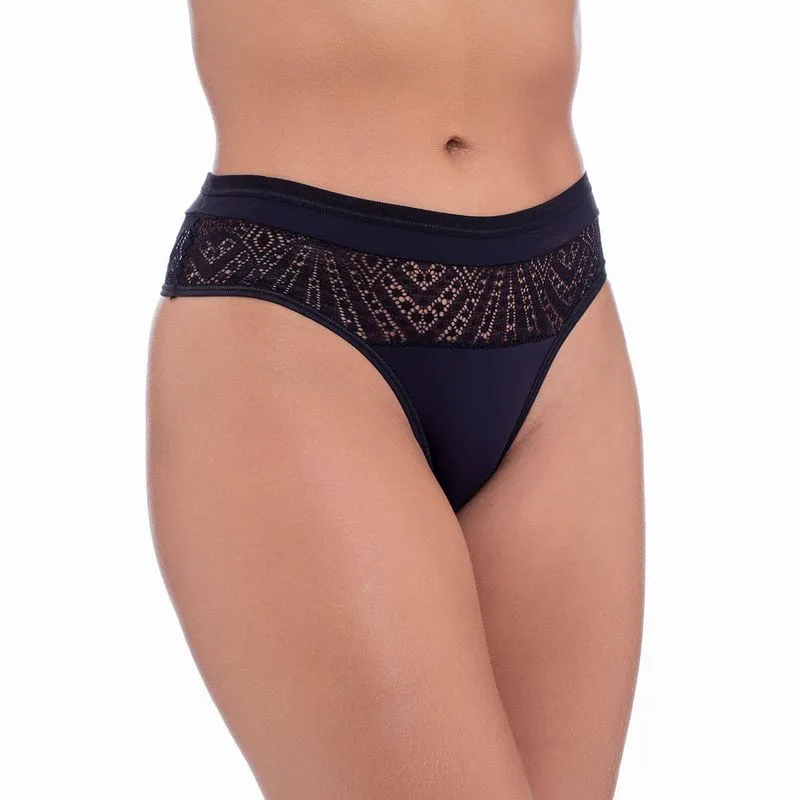 Calcinha em Microfibra e Renda Tanga com Laço Lia Lingerie