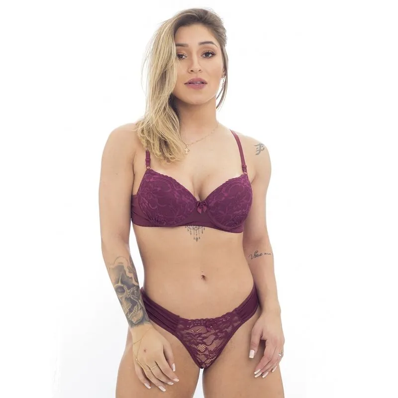 Conjunto Fio em Renda com Lacinho na Frente Patitex