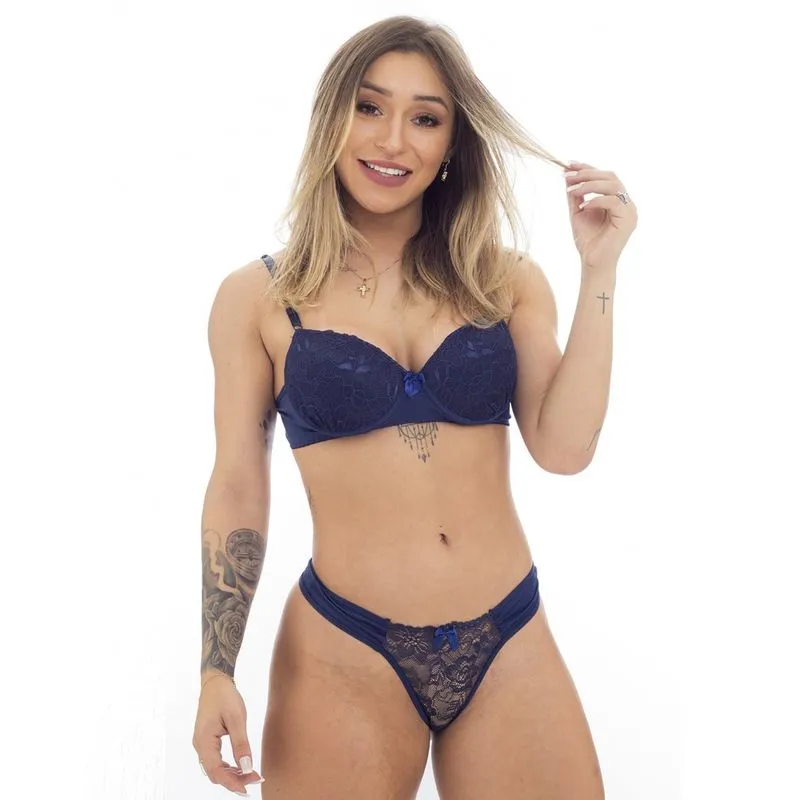 Conjunto Fio em Renda com Lacinho na Frente Patitex