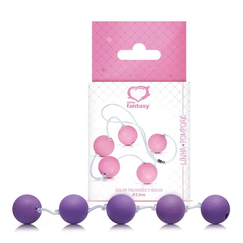 Colar Tailandês com 5 Bolas Tamanho M - Linha Pompoar Sexy Fantasy