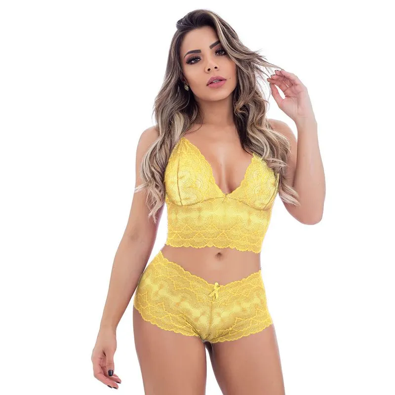 Conjunto Caleçon em Renda sem Bojo Jô Lingerie