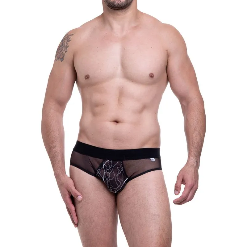 Sunga em Tule Preto e Estampa SD Clothing Sunga em Tule Preto e Estampa Renda SD Clothing