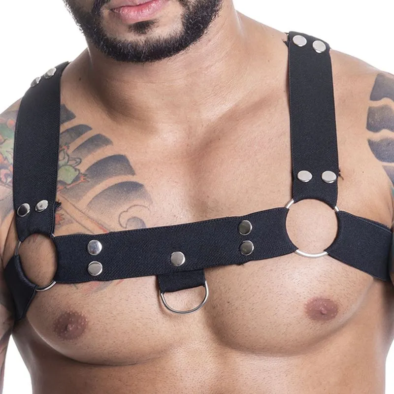 Arreio de Elastano com Peças Metálicas Harness Arreio de Couro Sintético Formato H SD Clothing
