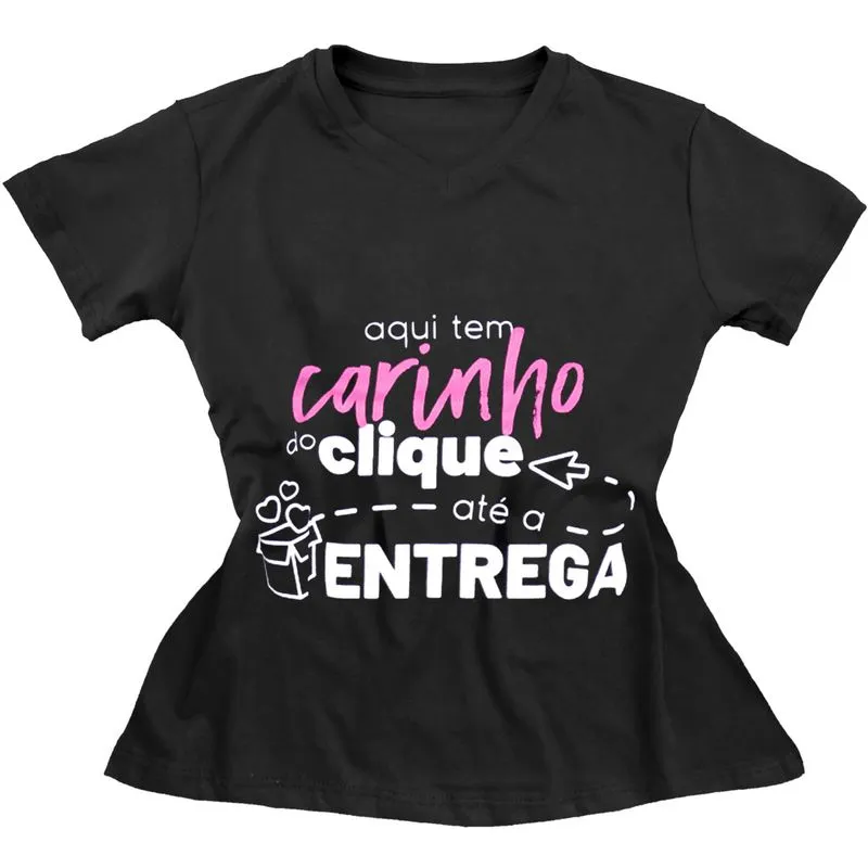 Camiseta Masculina Aqui Tem Carinho Do Clique Até a Entrega Miess