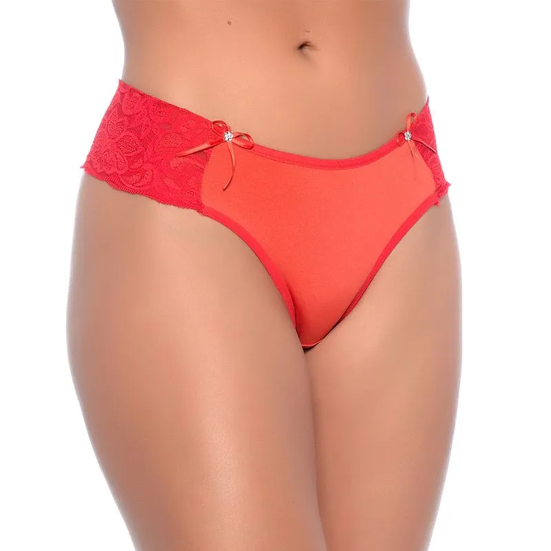 Calcinha Lisa com Renda Lateral e Fio Duplo Rexton