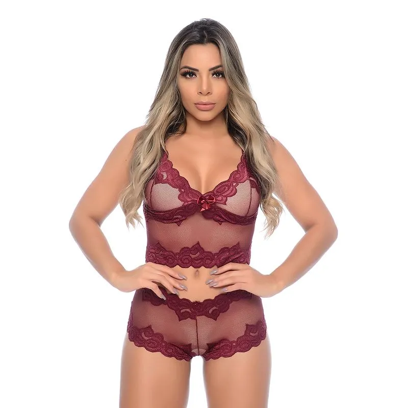Conjunto Calesson em Tule com Detalhes em Renda Isis Lingerie
