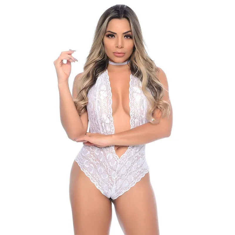 Body Invertido com Renda Floral Hot Love