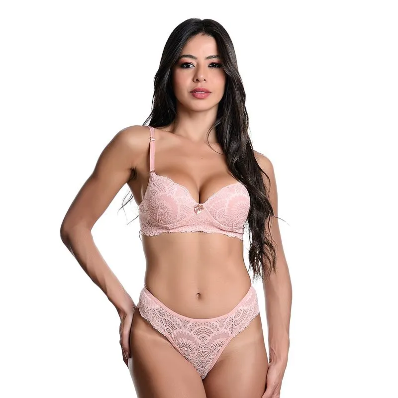 Conjunto Fio Dental Rendado com Lacinho Jô Lingeire