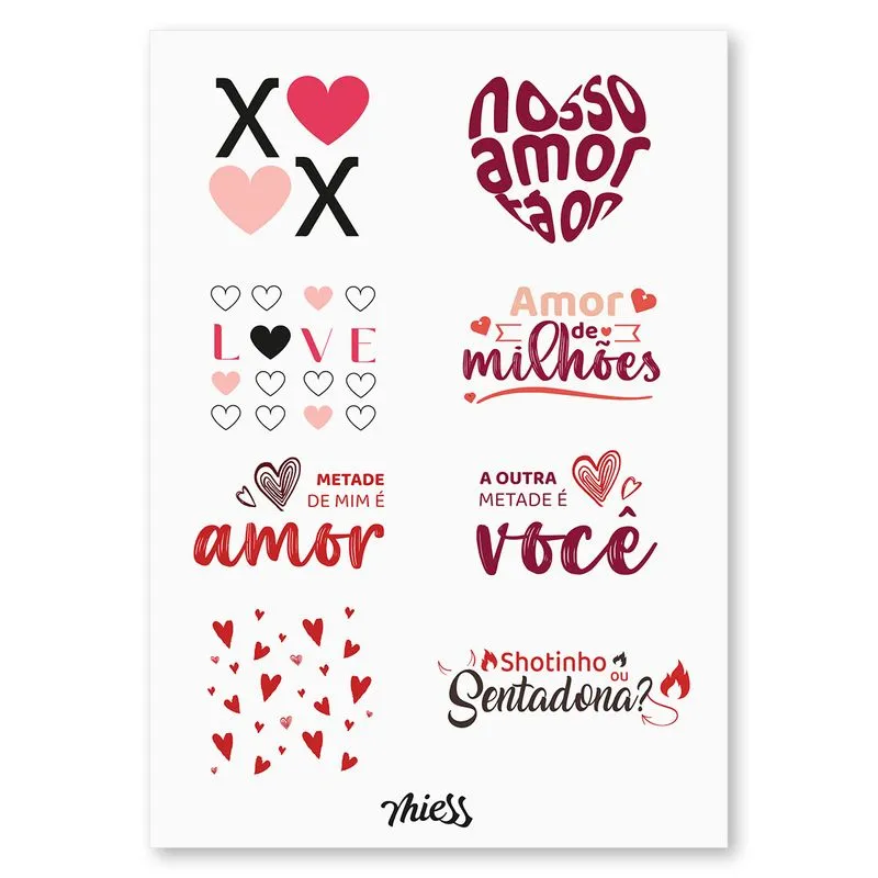 Tatuagem Adesiva Temporária Nosso Amor Tá On 19 x 9 cm Miess