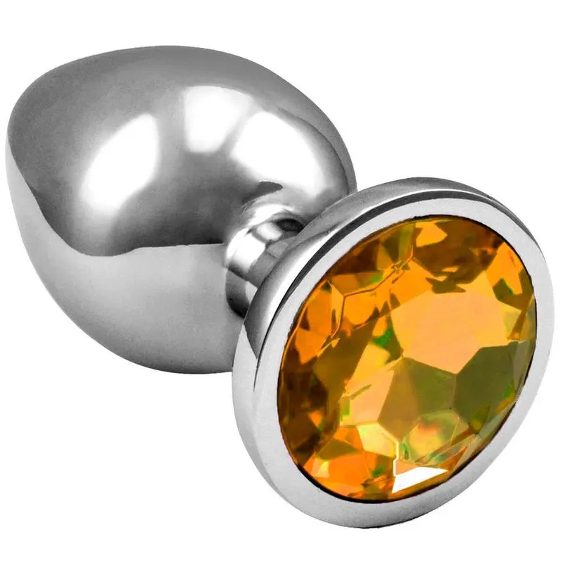 Plug Anal de Aço com Cristal Rendondo Plug Anal de Aço Inoxidável Cônico com Cristal Arredondado Sexy Import
