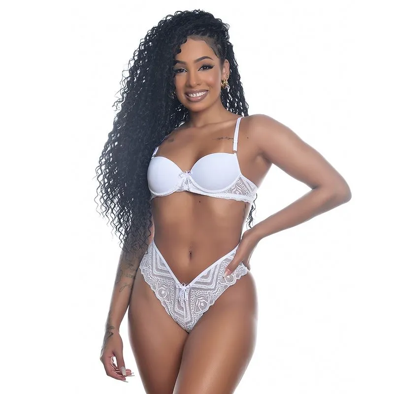 Conjunto Fio Rendado com Bojo em Microfibra Yully Lingerie