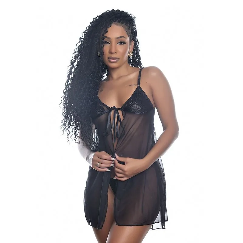 Camisola em Tule com Detalhes em Renda Yully Lingerie