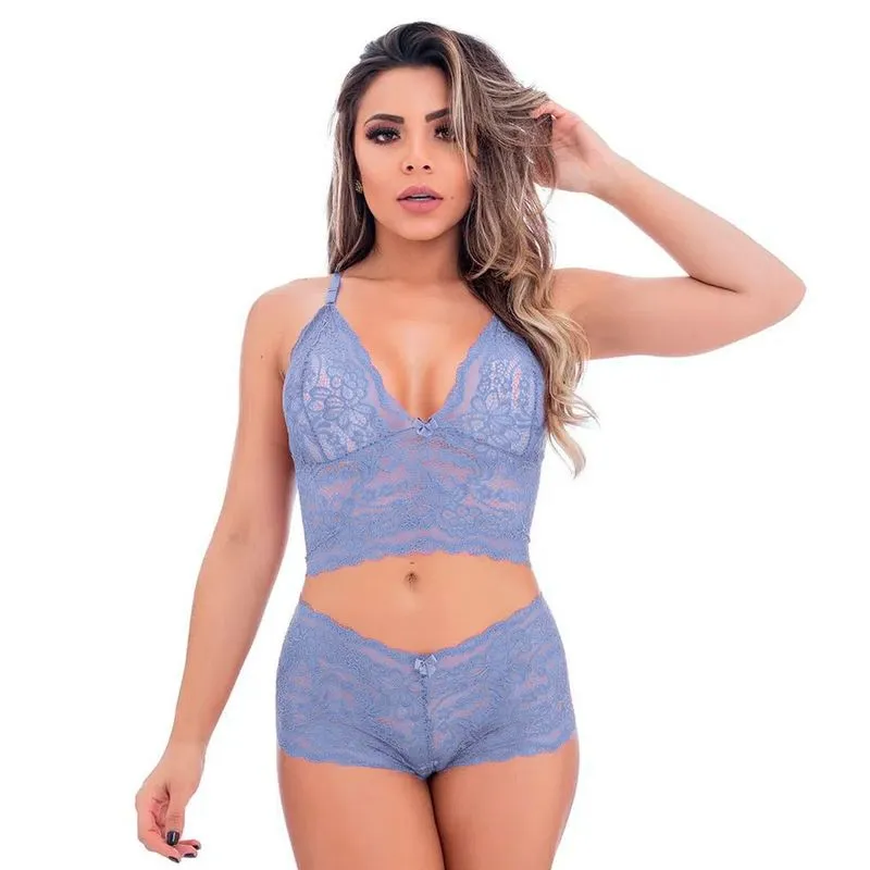 Conjunto Caleçon em Renda sem Bojo Jô Lingerie