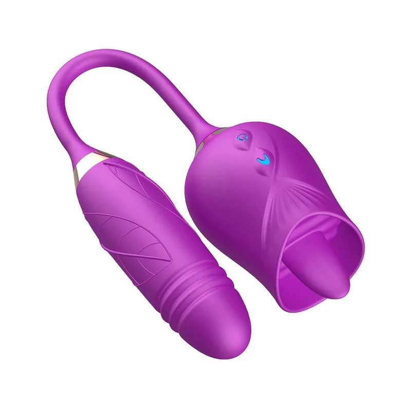 Vibrador Duplo com 10 Modos de Movimentos de Língua, Vibração e Vai e Vem com Aquecimento Vip Mix
