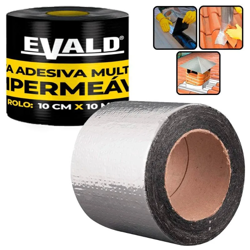Fita Autoadesiva Multiuso Manta Asfáltica 10 cm x 10 Metros evald