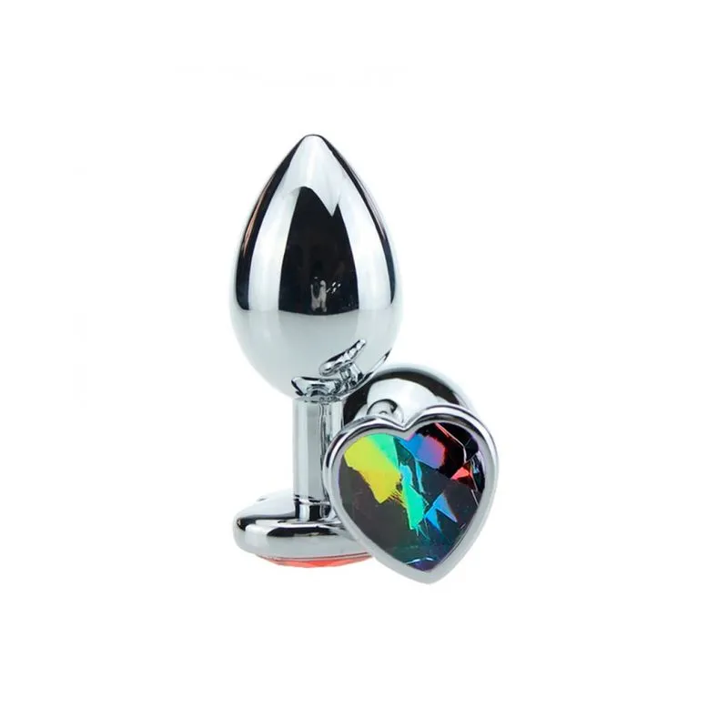 Plug Anal em Alumínio, Base em Formato de Coração com Pedra ColoridaMiss Collection Plug Anal em Alumínio, Base em Formato de Coração com Pedra Colorida Vip Mix