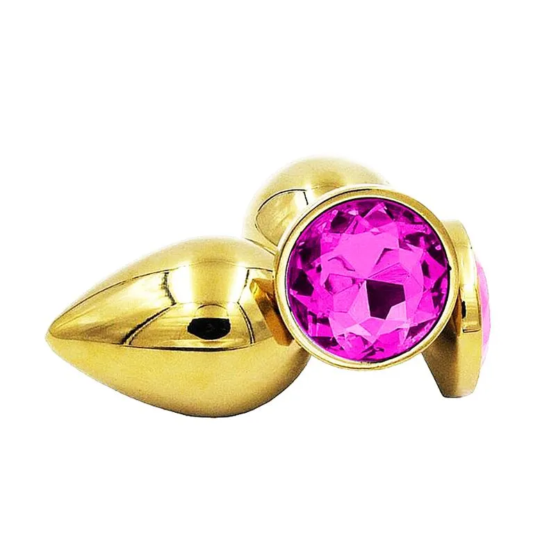 Plug Anal Dourado em Aço com Pedra Redonda Sexy Import