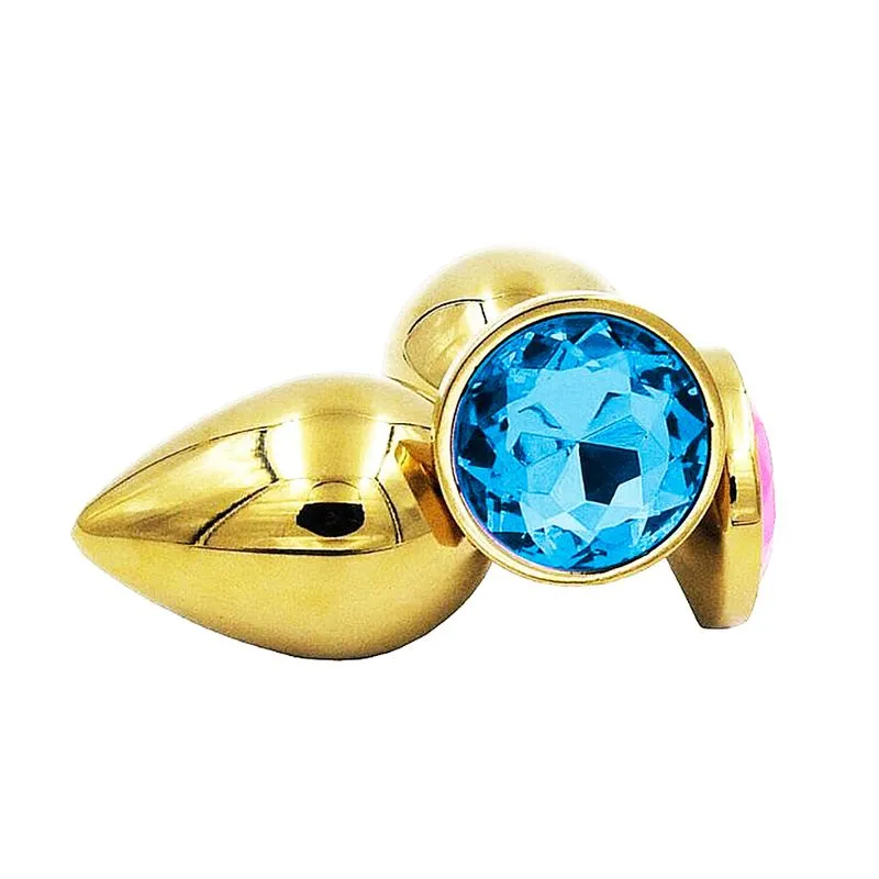 Plug Anal Dourado em Aço com Pedra Redonda Sexy Import