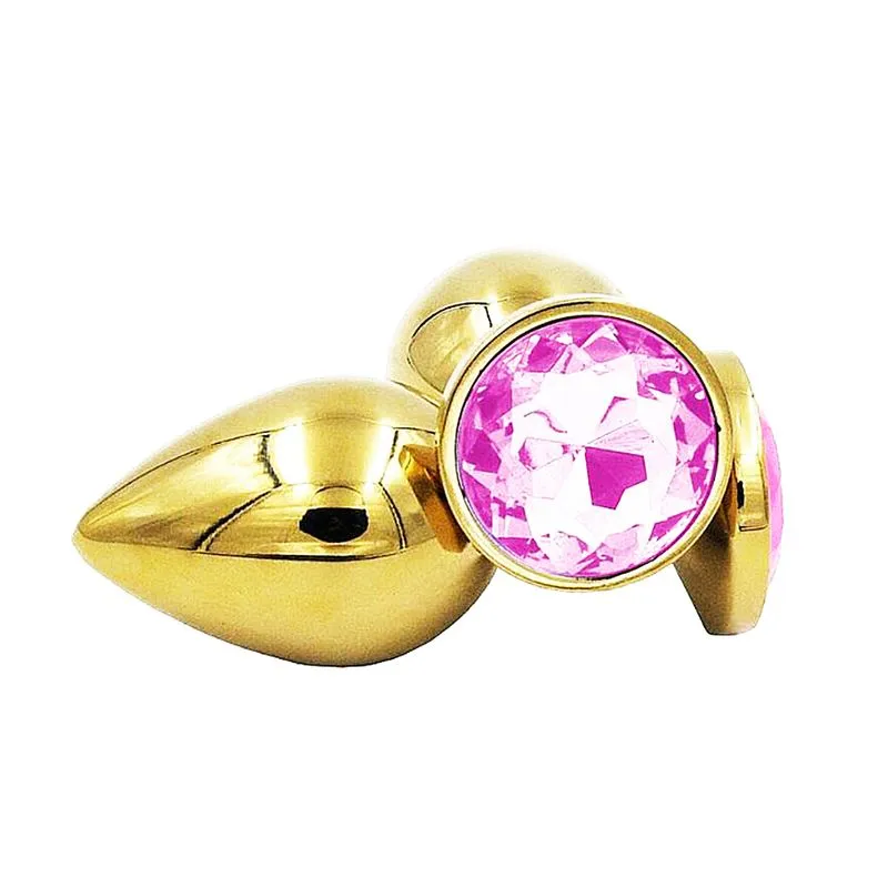 Plug Anal Dourado em Aço com Pedra Redonda Sexy Import