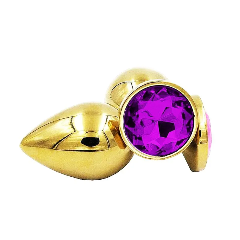 Plug Anal Dourado em Aço com Pedra Redonda Sexy Import