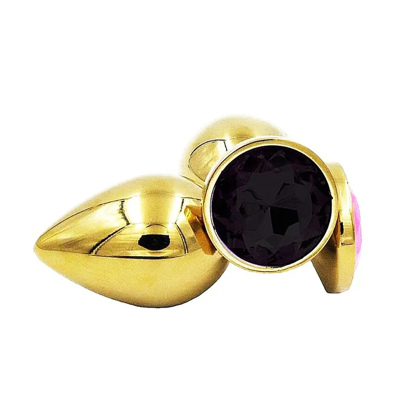 Plug Anal Dourado em Aço com Pedra Redonda Sexy Import