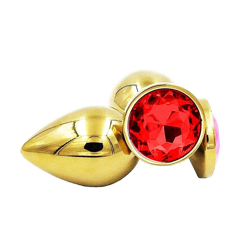 Plug Anal Dourado em Aço com Pedra Redonda Sexy Import