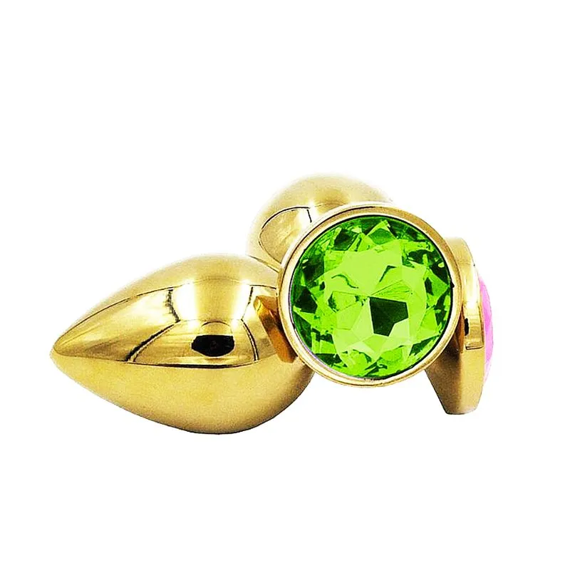 Plug Anal Dourado em Aço com Pedra Redonda Sexy Import