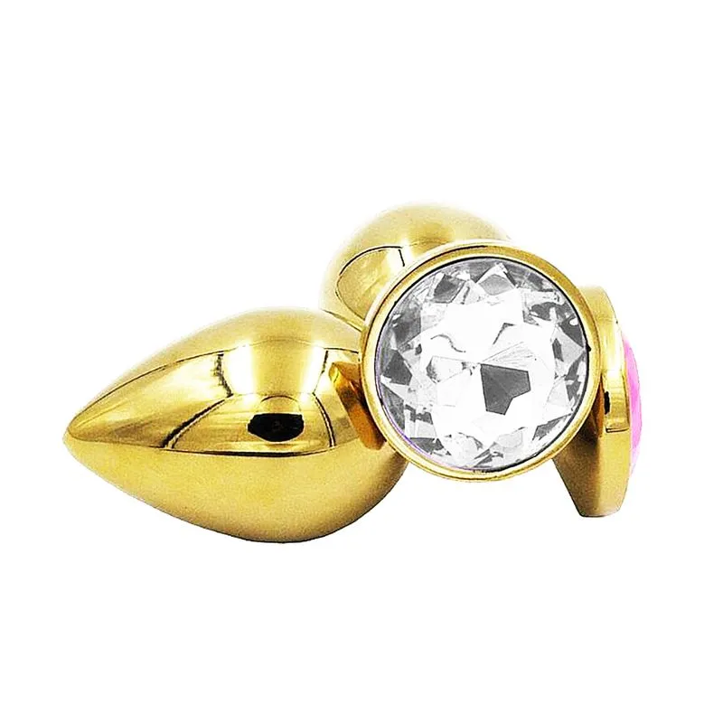 Plug Anal Dourado em Aço com Pedra Redonda Sexy Import