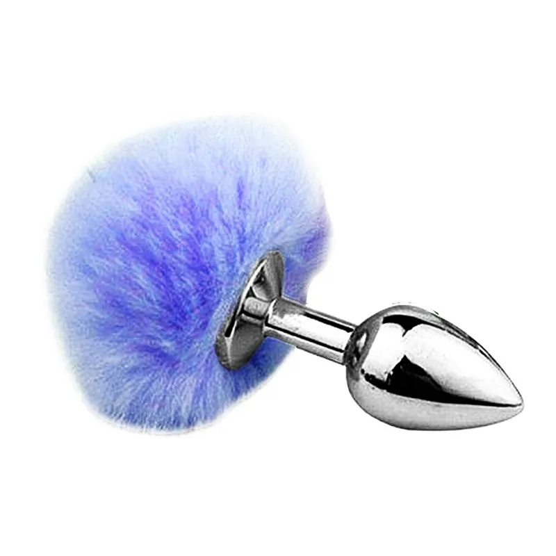 Plug Anal em Aço Prateado Tamanho M com Pompom Sexy Import