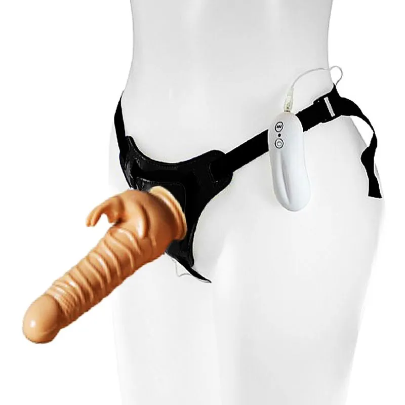 Cinta Peniana com Vibrador Estimulador de Clitóris Coelho com 10 Modos de Vibração Sexy Import