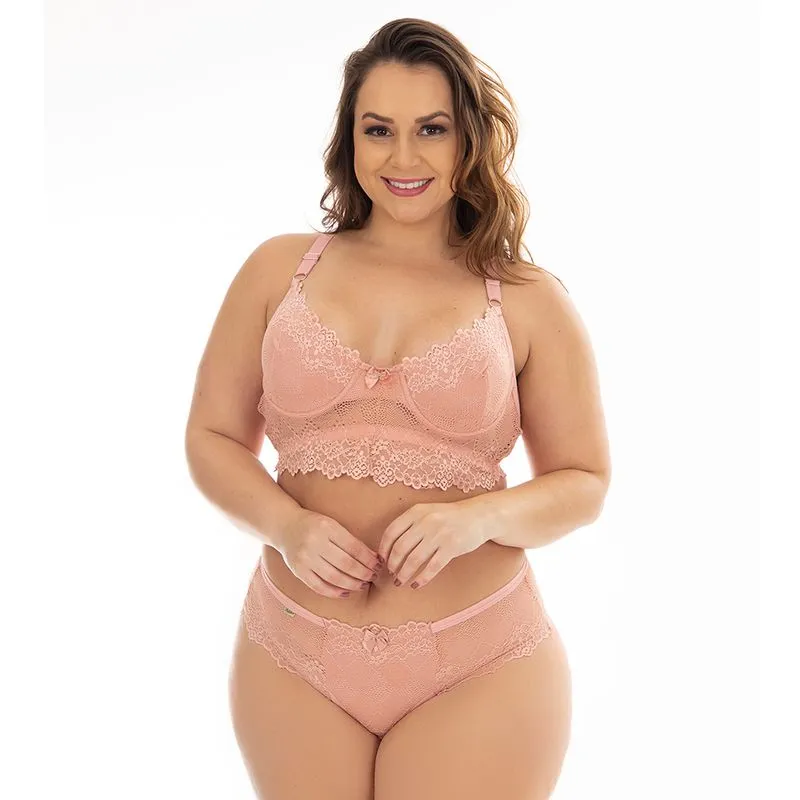 Conjunto Selma Plus sem Bojo com Detalhes em Renda Patitex