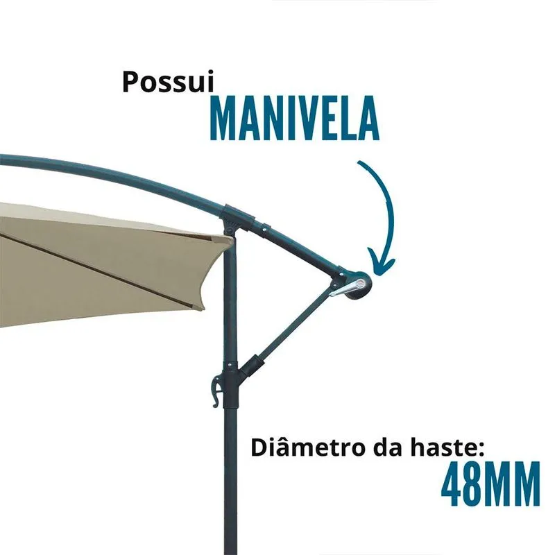 Ombrellone Suspenso 3,00m com Manivela IWOBL300 IMPORTWAY