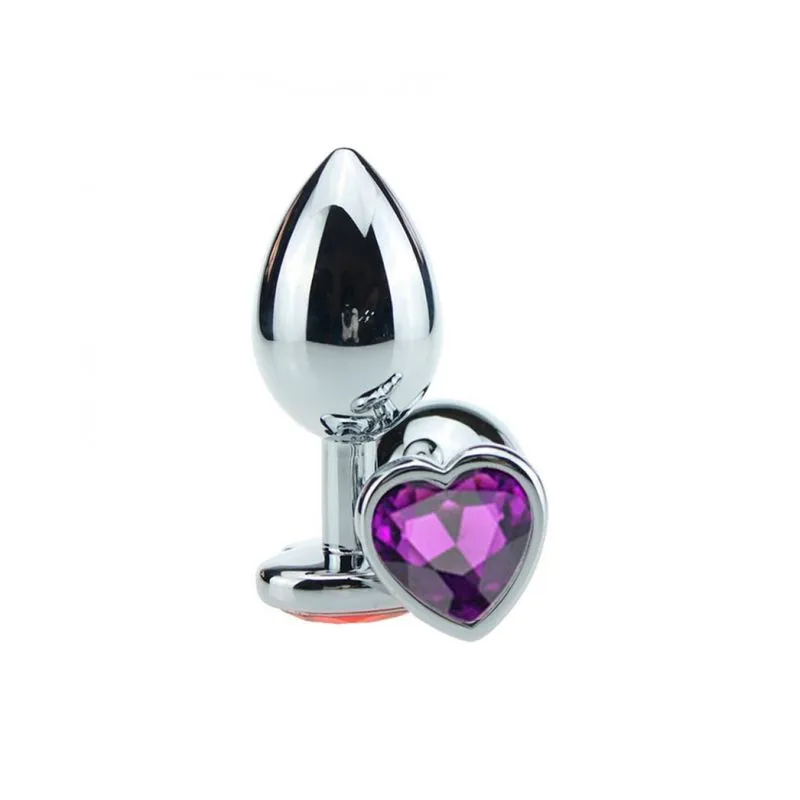 Plug Anal em Alumínio, Base em Formato de Coração com Pedra ColoridaMiss Collection Plug Anal em Alumínio, Base em Formato de Coração com Pedra Colorida Vip Mix