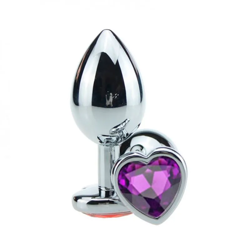 Plug Anal em Alumínio, Base em Formato de Coração com Pedra ColoridaMiss Collection Plug Anal em Alumínio, Base em Formato de Coração com Pedra Colorida Vip Mix