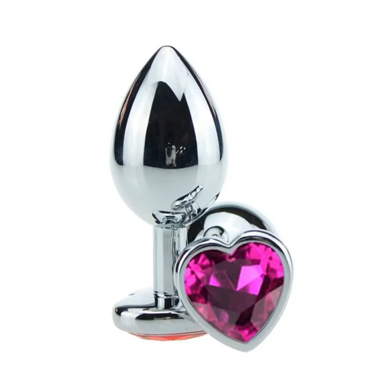 Plug Anal em Alumínio, Base em Formato de Coração com Pedra ColoridaMiss Collection Plug Anal em Alumínio, Base em Formato de Coração com Pedra Colorida Vip Mix