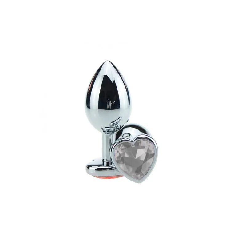 Plug Anal em Alumínio, Base em Formato de Coração com Pedra ColoridaMiss Collection Plug Anal em Alumínio, Base em Formato de Coração com Pedra Colorida Vip Mix