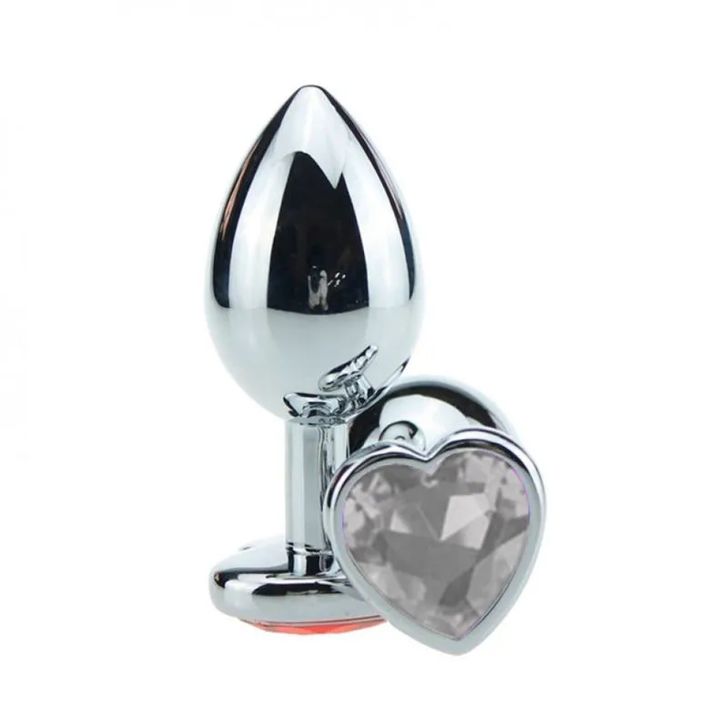 Plug Anal em Alumínio, Base em Formato de Coração com Pedra ColoridaMiss Collection Plug Anal em Alumínio, Base em Formato de Coração com Pedra Colorida Vip Mix