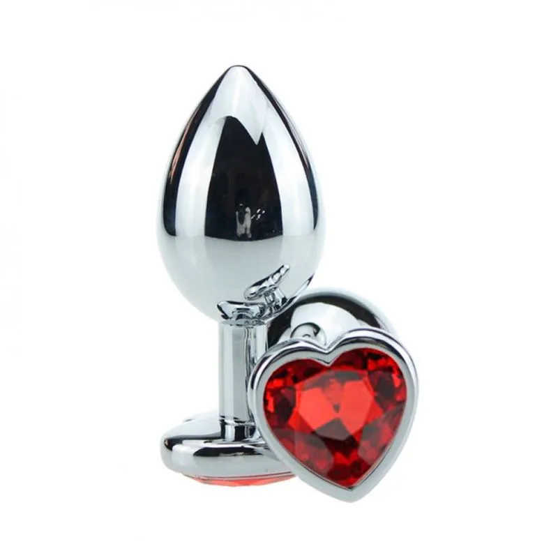 Plug Anal em Alumínio, Base em Formato de Coração com Pedra ColoridaMiss Collection Plug Anal em Alumínio, Base em Formato de Coração com Pedra Colorida Vip Mix