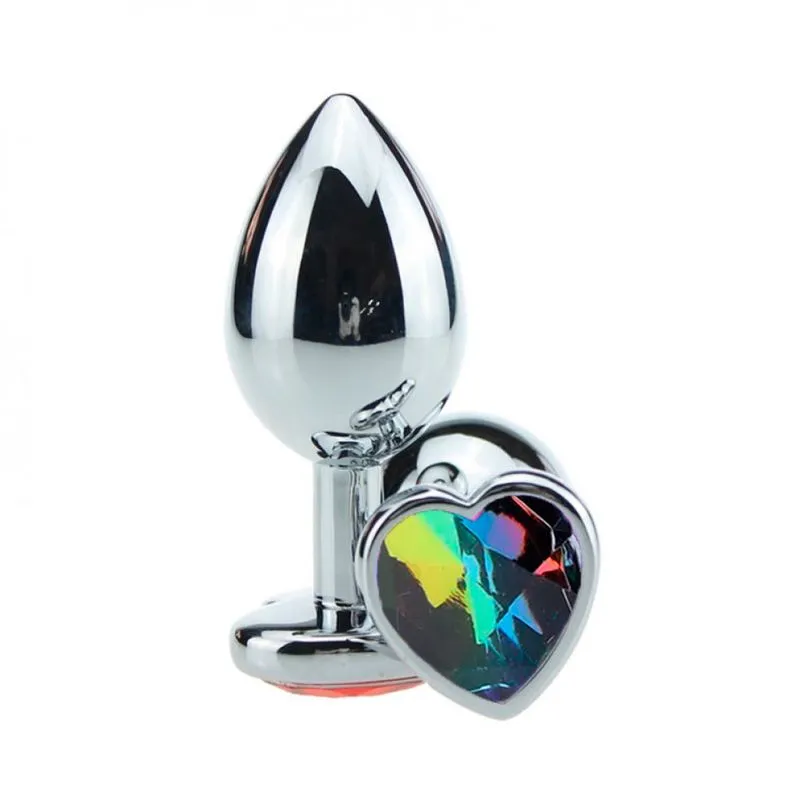 Plug Anal em Alumínio, Base em Formato de Coração com Pedra ColoridaMiss Collection Plug Anal em Alumínio, Base em Formato de Coração com Pedra Colorida Vip Mix