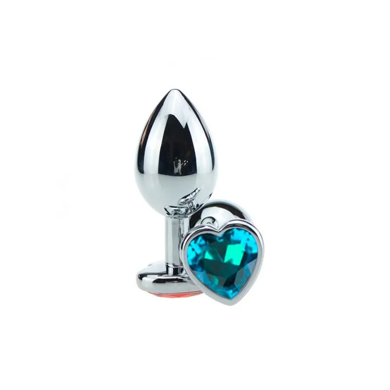 Plug Anal em Alumínio, Base em Formato de Coração com Pedra ColoridaMiss Collection Plug Anal com Base em Formato de Coração e Pedra Colorida Vip Mix