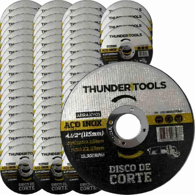 Disco Corte Aço Inox 4.1/2 x 1,0mm Kit 100 Peças 22026 thunder tools