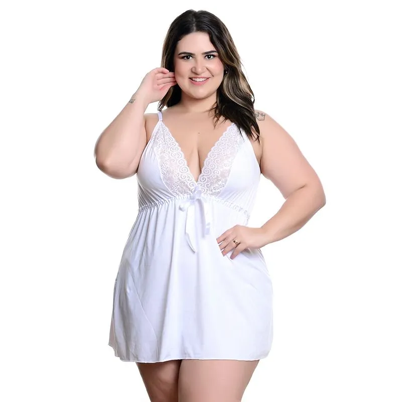 Camisola Plus com Fita em Cetim Hot Love