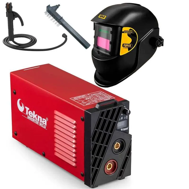 Solda Inversora 135a Com Painel Digital 220v E Máscara De Solda Automática Tekna