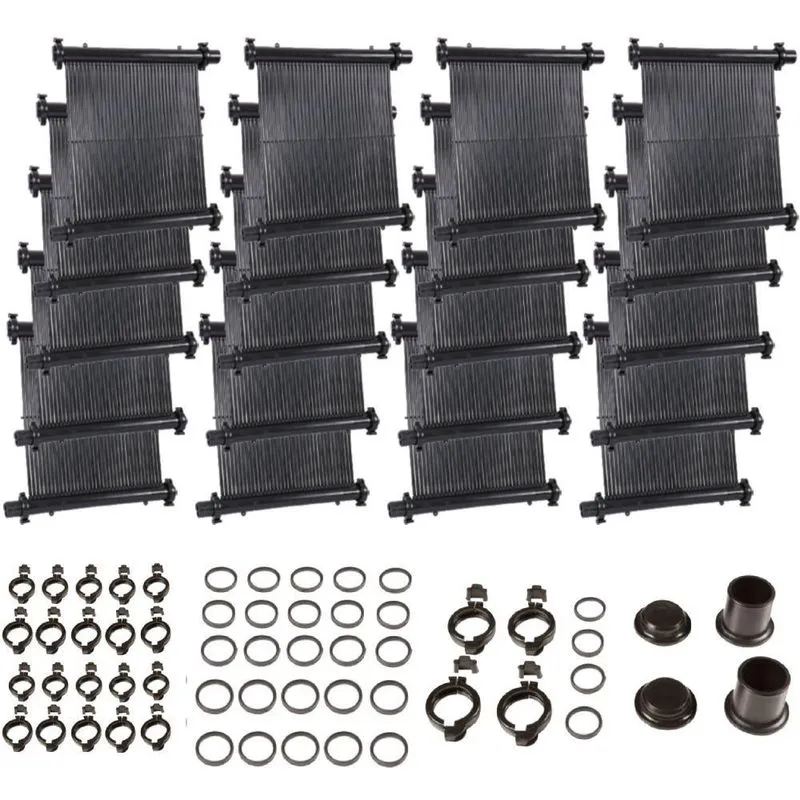 Kit 20 Placas Solar 0,50m X 3m Para Piscinas Até 36.000 Litros Com Acessórios Fluidra
